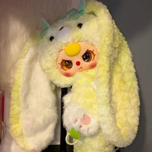 Plush Bunny-Eared Hooded Doll backpack confirmed BABY THREE